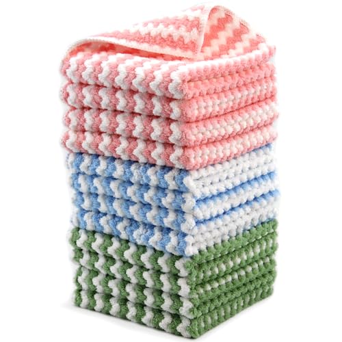 Microfiber Cleaning Cloth,Super Absorbent 12 Pack Dish Towels for Kitchen,Fast Drying Dish Cloth for Washing Dishes, Lint Free Dish Drying Towels, Reusable Kitchen Towels Set - 10"x10" - size: 10 x 10