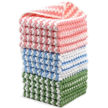 Microfiber Cleaning Cloth,Super Absorbent 12 Pack Dish Towels for Kitchen,Fast Drying Dish Cloth for Washing Dishes, Lint Free Dish Drying Towels, Reusable Kitchen Towels Set - 10"x10" - size: 10 x 10