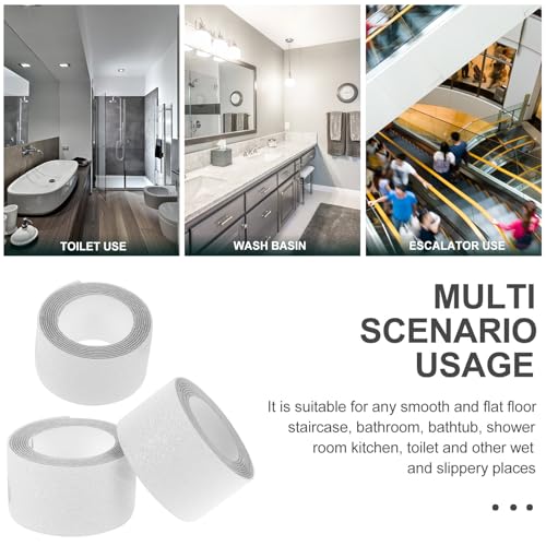 KALLORY Anti-slip Floor Stickers 2.5cm X 1m Self-adhesive Grip Tape for Stairs and Bathroom, 3pcs Non-skid Safety Strips for Home and Shower Use