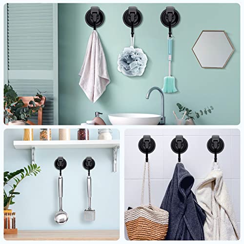 Heavy Duty Vacuum Suction Cup Hooks (2Pack) for Shower,Glass Window,Kitchen&Bathroom&Restroom Organization,Black. - color: Black