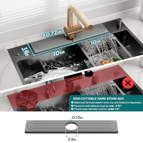 Diatomite Stone Sink Candy - Instant Dry Stone Sink Tray around Faucet, Prevents Moisture Buildup - Faucet Splash Guard for Bathroom Counter (Dark Grey, 20" x 3.9") - color: Dark Gray, size: 20" x 3.9"
