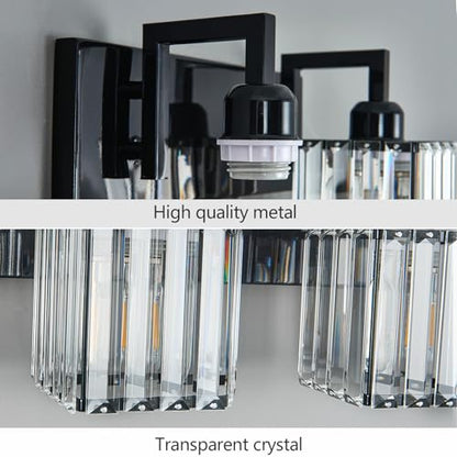 Modern Bathroom Vanity Light 2-Lights Plating Black Vanity Light Crystal Wall Light Bathroom Light Fixtures - color: Plating Black Crooked, size: 2-light