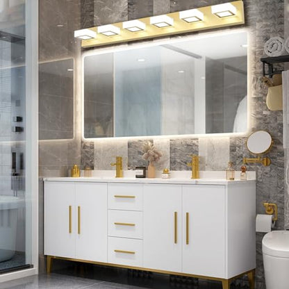 Ralbay Modern Gold Vanity Lights 6 Lights LED Modern Gold Vanity Lights Over Mirror Fixture Acrylic Gold Bathroom Vanity Wall Light (White Light 6000K) - size: 40.4 inch