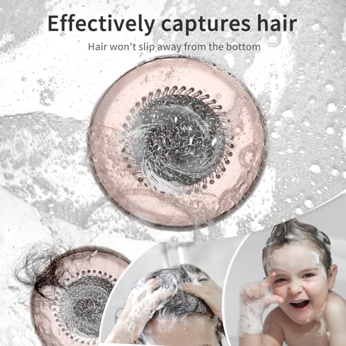 Shower Drain Hair Catcher, Fast Drainage Bathtub Drain Hair Catcher, Easy Clean Hair Catcher Shower Drain, Upgraded 304 Stainless Steel Shower Drain Cover For Shower Regular & Pop-up Drain (Rose Gold) - color: Pink