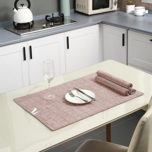 Puomue Microfiber Kitchen Towels and Dishcloths Set, 26 X 18 Inch and 12 X 12 Inch, Set of 12 Bulk Lint Free Dish Towels for Drying Dishes, Camel - color: Camel