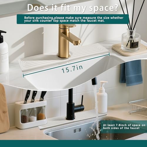 Faucet Mat for Kitchen Sink, Diatomite Absorbent Faucet Stone Drying Mat Kitchen Sink Protectors, Faucet Splash Guard for Bathroom Counter Water Absorbent 16 Inch - size: 15.8" x 4"