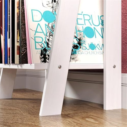 Pemberly Row Solid Wood Ladder Bookcase, 3-Shelves, 36.3 in Tall, White Finish, Freestanding Modern Design for Bathroom, Kitchen, Living Room, Home Office or Bedroom Decor