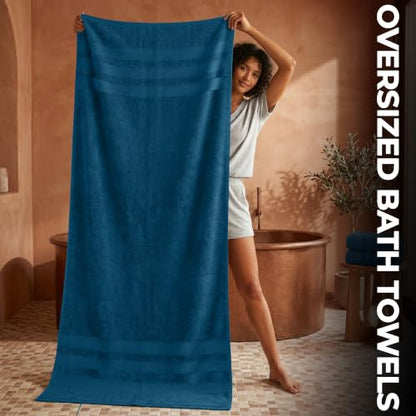 RIVERSIDE Pack of 2 Extra Large Bath Sheets 35 x 70 Inches, 100% Ring Spun Cotton, Hotel Quality, Oversized Bath Towels, Super Soft, Highly Absorbent & Quicker to Dry, Blue Opal - color: Blue Opal, size: Bath Sheets (PK 2)