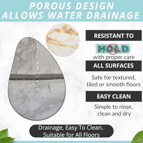 Enkosi Loofah Non-Slip Shower Mat - Shower Floors, Bathtub, Bathrooms, Wet Areas - Cushioned Bath Mat with Drain Holes - Quick Dry PVC, Secure Safety Pad Without Suction Cups (32x24 Marble Gold) - color: Marble White Gold, size: 32" x 24" (Rectangular)