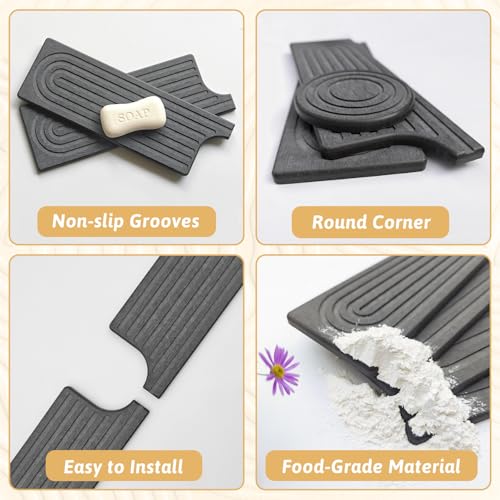 20 Inch Small Faucet Mat for Kitchen Island Sink, Instant Dry Sink Protector for Countertop, Stone Sink Caddy Diatomaceous Earth Stone Drying Tray Around Faucet for Kitchen Bathroom RVs, Dark Grey - size: 20" x 3.9"