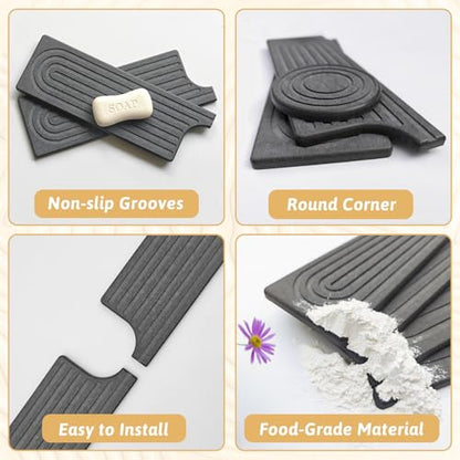 20 Inch Small Faucet Mat for Kitchen Island Sink, Instant Dry Sink Protector for Countertop, Stone Sink Caddy Diatomaceous Earth Stone Drying Tray Around Faucet for Kitchen Bathroom RVs, Dark Grey - size: 20" x 3.9"