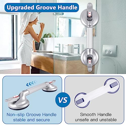 17inch Upgrade Suction Shower Grab Bar, Portable Shower Handle Bar Suction Grip Bar Bathtub Handle with Strong Hold Suction Cup Fitting and Rapid Release for Bathroom(Max Capacity :300lb