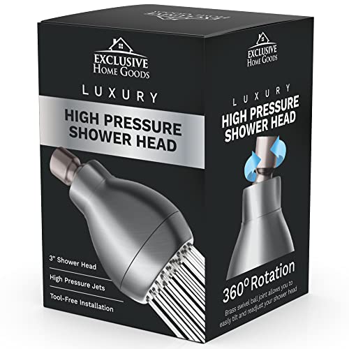 High Pressure Shower Head - Powerful Deluxe Bathroom Showerhead with Strong Spray Stream and Small Silicone Nozzles - Universal Fit Works with High and Low Water Flow Showers Matte Charcoal -1.8 GPM - color: Matte Charcoal, size: 1.8 GPM