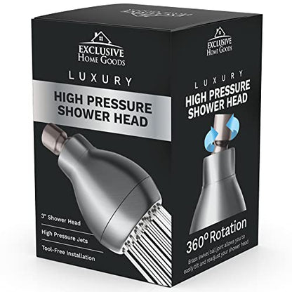 High Pressure Shower Head - Powerful Deluxe Bathroom Showerhead with Strong Spray Stream and Small Silicone Nozzles - Universal Fit Works with High and Low Water Flow Showers Matte Charcoal -1.8 GPM - color: Matte Charcoal, size: 1.8 GPM