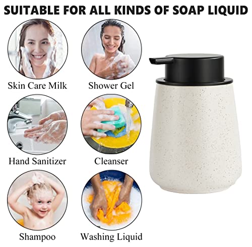 12Oz Hand Soap Dispenser - 2 Pack Ceramic Foam Soap Dispenser Set | Foaming Dispenser with Easy-to-Press Pump, Reusable and Refillable Dish Soap Dispenser for Bathroom & Kitchen, Speckled Beige - color: Beige Foaming Dispenser