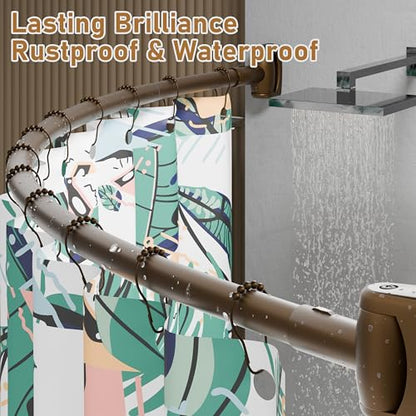 Curved Shower Curtain Rod, Need to Drill, 35-76 inches Adjustable Curved Shower Rod Rustproof Shower Rod Round Shower Curtain Rod for Bathroom, Bathtub, Stall, Stainless Steel, Bronze - color: bronze