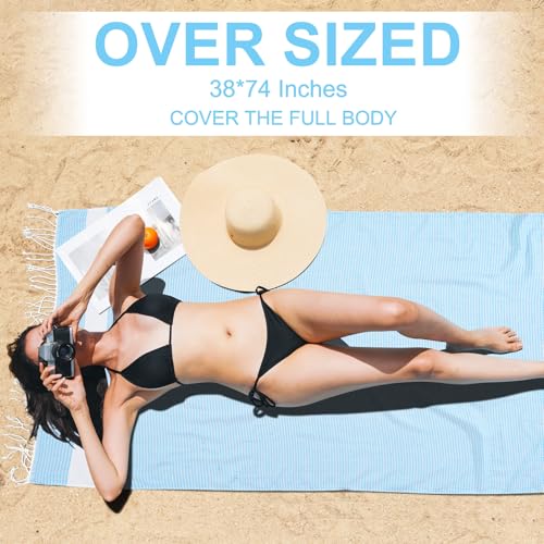 6 Packs Oversized Turkish Beach Towels Set Bulk Clearance Sand Free Pool Swim Bathroom Camp Large No Sand Towel Adults Travel Essentials Cruise Must Haves Accessories Vacation Stuff Deep Blue Dot Set - color: Multi Lightblue Dot