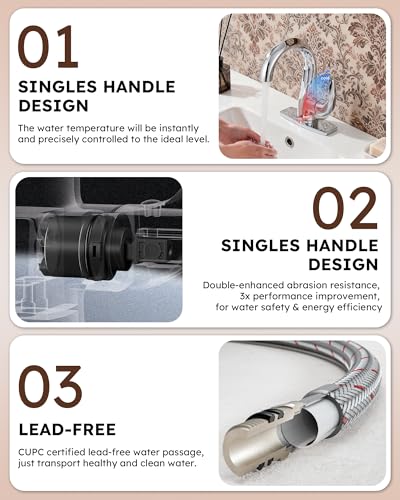 WOWOW Single Handle Bathroom Faucet 1 Hole High Arc Bathroom Basin Faucet Chrome with Pop Up Drain, Solid Brass Commercial Bathroom Sink Faucet Basin Vanity Sink (Patented Product) - color: Chrome
