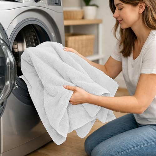 RIVERSIDE Pack of 2 Extra Large Bath Sheets 35 x 70 Inches, 100% Ring Spun Cotton, Hotel Quality, Oversized Bath Towels, Super Soft, Highly Absorbent & Quicker to Dry, White Bath Towels - color: White, size: Bath Sheets (PK 2)