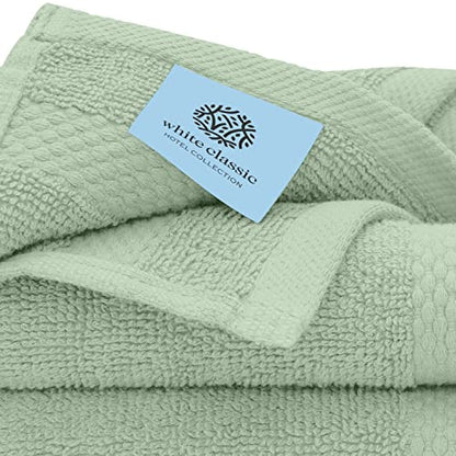 White Classic Luxury Cotton Washcloths 13x13 Inch - 650 GSM Turkish Cotton | Hotel, Spa, Bathroom Face Towel | 12 Pack, Mint Green - color: 10: Mint Green
