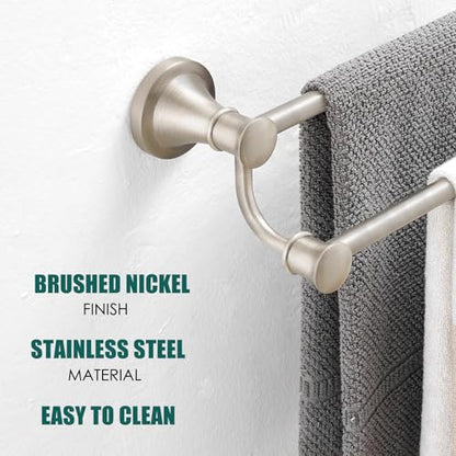 Hoimpro Double Towel Bar Towel Rack for Bathroom Wall Mount Brushed Nickel | Adjustable 16-26 In,Wall Mounted Towel Holder, Stainless Steel, Rustproof, Towel Bar Rod Hanger Hardware Accessories Hotel - color: Brushed Nickel