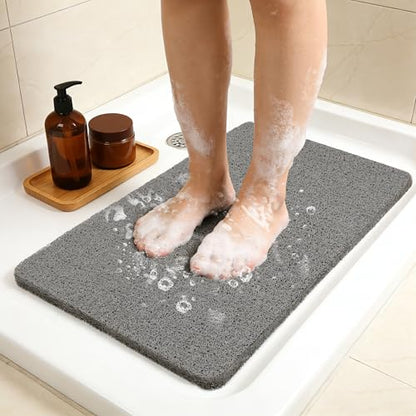 17 * 30in Shower Mat Bathtub Mat Non Slip | Bathmats Non Slip, Quick Drying Foot Scrubber Loofah Mats for Inside Shower, Tub, Bathroom, Home, Grey - color: Grey, size: 30" x 17" (Rectangular)