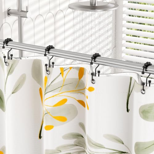 Bathway Black Shower Curtain Hooks Ring, 12 Pcs Double Sided Shower Hooks, Rust Proof Metal Shower Hooks for Bathroom, Modern Shower Rings with Cylinders for Shower Curtain & Liners - color: Black, style: Modern Shower Hooks with Cylinders