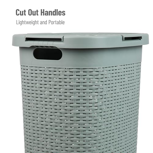 Mind Reader Slim Laundry Hamper with Lid, 60L Tall Clothes Basket, Narrow Tapered Design for Bathrooms, Closets and Laundry Rooms, Plastic, Mint - color: Mint, size: 1 Piece