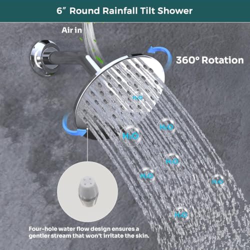 Luxury Dual Heads Digital Shower System with LED Light Remote | Temperature Display Shower Faucet Set: 16x26" LED Rainfall Shower, 6" Wall Mount Shower, Dual Function Handheld, Chrome - color: Chrome, style: 16x26"+6"