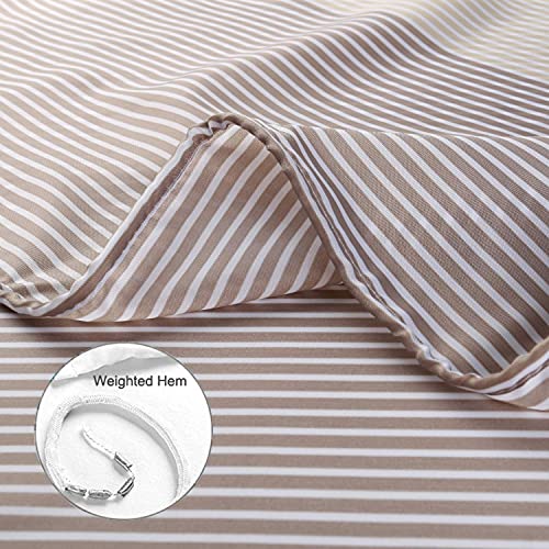 Stall Shower Curtain Tan for Bathroom, Gold Brown White Neutral Stripes Cloth Fabric Set with 6 Hooks, 36" W×72" H Inch - color: Beigetan, size: 36"W x 72"L (Pack of 1)