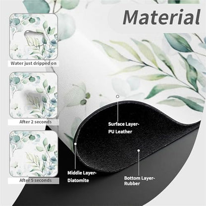 Kitchen Sink Splash Guard，Tropical Green Leaf-1 Faucet Mat Sink Gadgets-Super Absorbent Fast Drying Mat Drip Catcher for Kitchen, Bathroom,Sink Mat, Dish Drying Mat, Bathroom(15" X 5.5" ) - color: Tropical Green Leaf-1