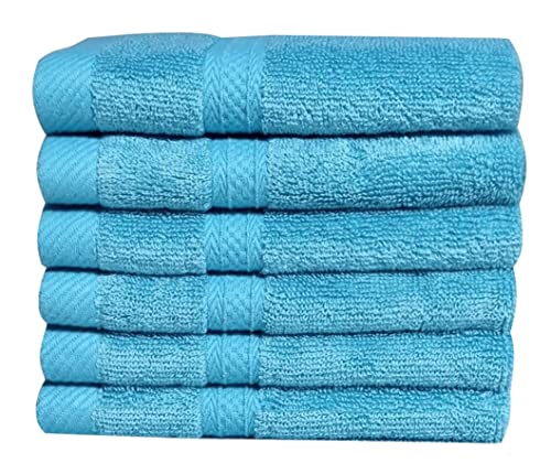 Mother-Earth 6-Pack Bath Washcloths 12"x12" - Soft and Absorbent Face Towels, Quick-Drying Wash Cloths for Sensitive Skin, Premium Quality for Daily Use (Turquoise Blue) - color: Turquoise Blue