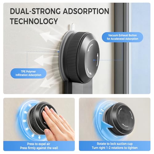 Lekesky Corner Shower Caddy Suction Cups, No Drilling Bathroom Shower Shelf | Aluminum, Rustproof, Suction Cup Can Remove and Reposition, Can hold up to 22 pounds, Also Can hold large shampoo bottles - color: Gunmetal Gray