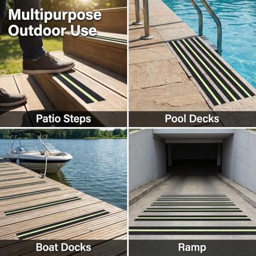 Anti Slip Tape 2" x 33',with Glow-in-the-Dark Strip, Heavy Duty Grip Tape Non Skid Traction Tape for Stairs Outdoor Steps Ramps Decks, Waterproof Tape for Indoor Bathroom Kitchen Garage Safety - size: 2" x 33ft Glow Strip