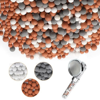 150 Grams Replacement Anion Mineral Shower Head Bead Refills Purifying Water Mineral Bead Filtration Stone Ball Universal Home Showerhead Stone Balls for Water Filtration