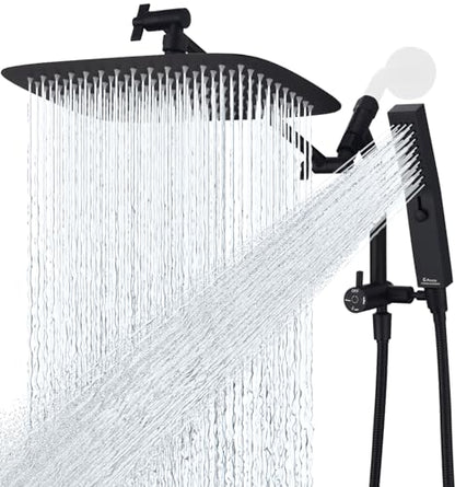 G-Promise 12 Inch All Metal Rain Shower Head with Handheld (Matte Black) | Suits Every Height, Pause Mode Diverter, Massage Mode Handheld, Full Body Coverage, Easy to Install, Modern Bath Upgrade - color: Matte Black, size: 12 Inch