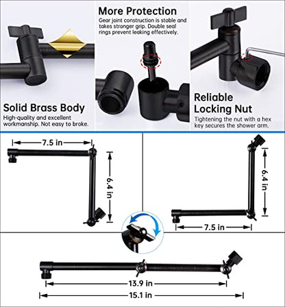 G-Promise All Metal 12 Inches Rainfall Shower Head with Handheld Combo | All Metal, Built to Last, Easy Install, Adjustable Height & Angle for All Heights, Extra Long Hose, Modern Upgrade - color: Oil Rubbed Bronze, size: 12 Inches