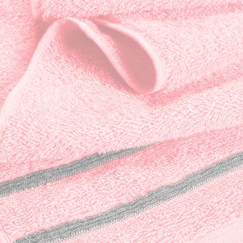 MyOwn Ultra Soft 6 Pack Cotton Towel Set, Contains 2 Bath Towels 28x55 inch, 2 Hand Towels 16x24 inch & 2 Wash Coths 12x12 inch, Ideal Everyday use, Compact & Lightweight - Pink, 71662 - color: Pink, size: 6-Piece Towel Set