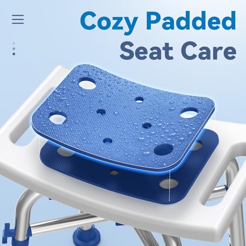 Loyoda 500 lbs Heavy Duty Shower Chair for Inside Shower, FSA/HSA Eligible | 3 Level Height-Adjustable Shower Bench with Padded Seat, Perfect for Seniors and the Disabled