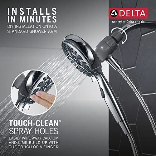 Delta Faucet 6-Spray SureDock Magnetic Shower Head with Handheld Spray, Chrome Shower Head with Hose, Showerheads & Handheld Showers, Handheld Shower Heads, MagnaTite Docking, Chrome 75609 - color: Chrome