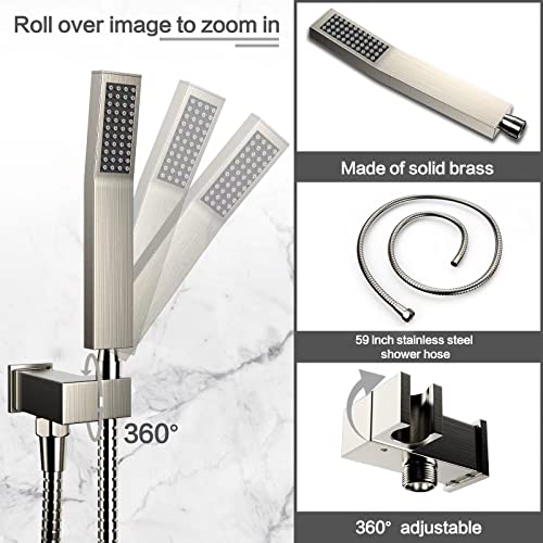 Brushed Nickel Shower System Rain Faucet Set with Tub Spout,12 inch | All-Metal Wall Mounted Bathroom Shower Faucet Set with Safe Pressure Balance Valve, Water Saving High Pressure Rainfall Head - color: Brushed Nickel, style: 12in with Tub spout