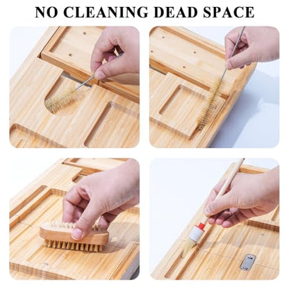 Bathtub Tray, Bamboo Bath Tray for Tub, Expandable Bath Tray with Bamboo Book Stand, Soap Tray, Bathtub & Bathroom Accessories Perfect for Home Spa, Natural Colour