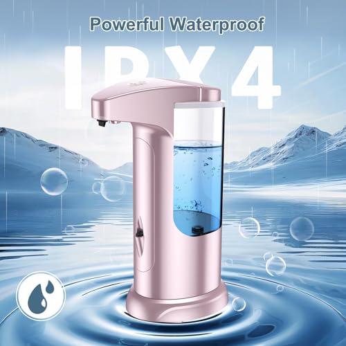 12.5 oz Automatic Liquid Soap Dispenser, Touch-Free Battery Operated Adjustable Soap Dispensing, Volume Premium for Kitchen Bathroom Toilet (Pink) - color: Pink