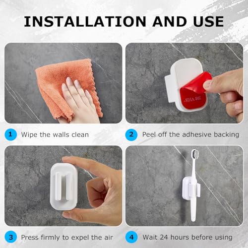 4PCS Wall Mounted Electric Toothbrush Holder, Adhesive & Waterproof Holder | No-Drill Design, Multi-Function Bathroom Organizer for Shower & Cabinet, Space Saving (White) - color: White Toothbrush Holder-4pcs