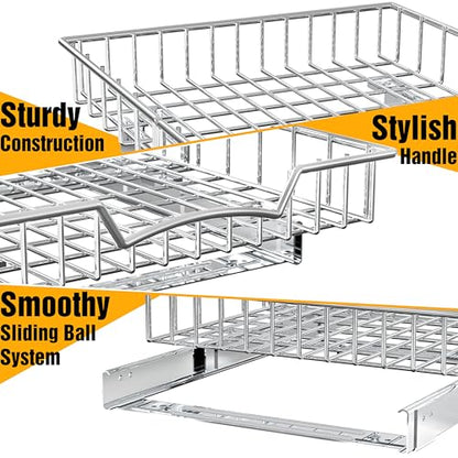 Simple Houseware Under Cabinet Pull Out Sliding Shelf Drawer, 21Dx14W | for Kitchen Organizer - size: 21" D x 14" W