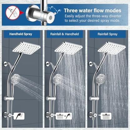 Rain Shower Head with Handheld High Pressure rainfall Shower Heads with Handheld Spray Combo,Premium Polished Chrome - color: Premium Polished Chrome