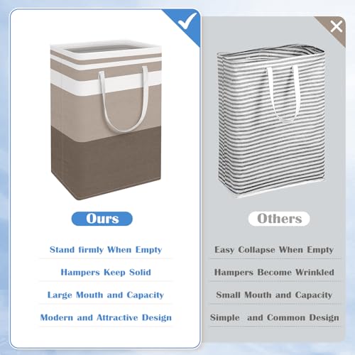 BlissTotes 3-Pack Laundry Basket, Collapsible Laundry Hamper, Khaki, 88L | Laundry Clothes Hamper, Hampers for Bedroom, Freestanding Hamper with Handles, Clothes Laundry Basket - color: Khaki, size: 88L
