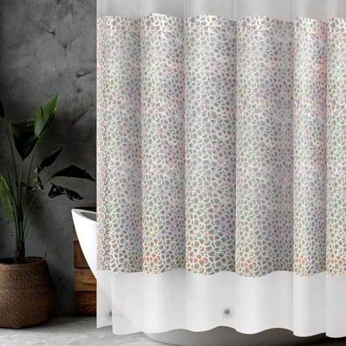 Holographic 3D EVA Shower Curtain Liner Circle, 72x72 Premium Clear Plastic Bathroom Shower Curtain with Rustproof Metal Grommets for Shower Stall, Bathtubs - color: Holo - Circle, size: 72"W x 72"L (Pack of 1)