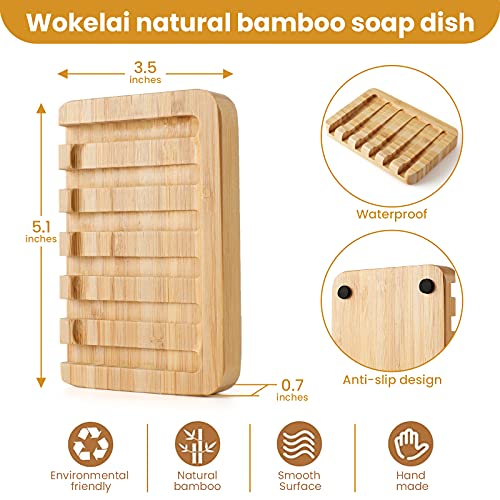 Shampoo Bar Holder Bamboo Soap Dish for Shower Wood Soap Dishes Wooden Soap Saver Tray Stand Self Draining Travel Soap Container Case for Bathroom Kitchen Bath Tub Razor Sponges, Waterfall Drain 2 PCS - color: Beige ( 2 Pack )