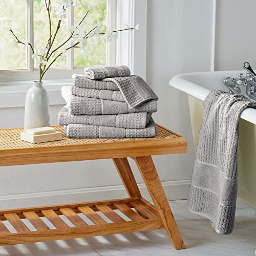 100% Cotton Super Soft Luxury Bath Towel Set | Quick-Dry and Highly Absorbent | Waffle Textured | 550 GSM | Includes 4 Bath Towels | Harper Collection (Light Grey) - color: Light Grey, size: Bath Towel (4-Pack)